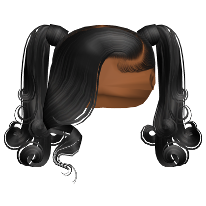 ☆ | Black Swirly Pigtails W Side Bang