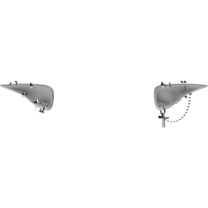 White Emo Elf Ears /w Silver Piercings Roblox item