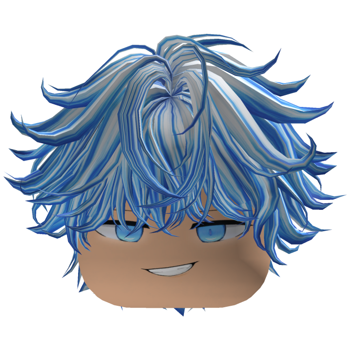 Messy Fluffy Smirk w/ White N' Blue Boy Hair V2