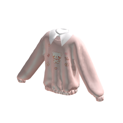 Cute Bear Collared Pink Sweater thumbnail