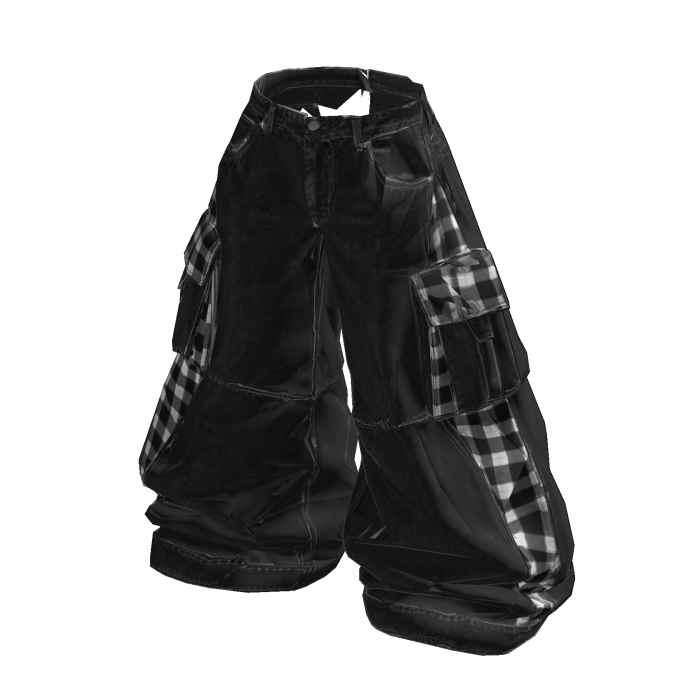 Y2K Black White Check Baggy Cargo Pants
