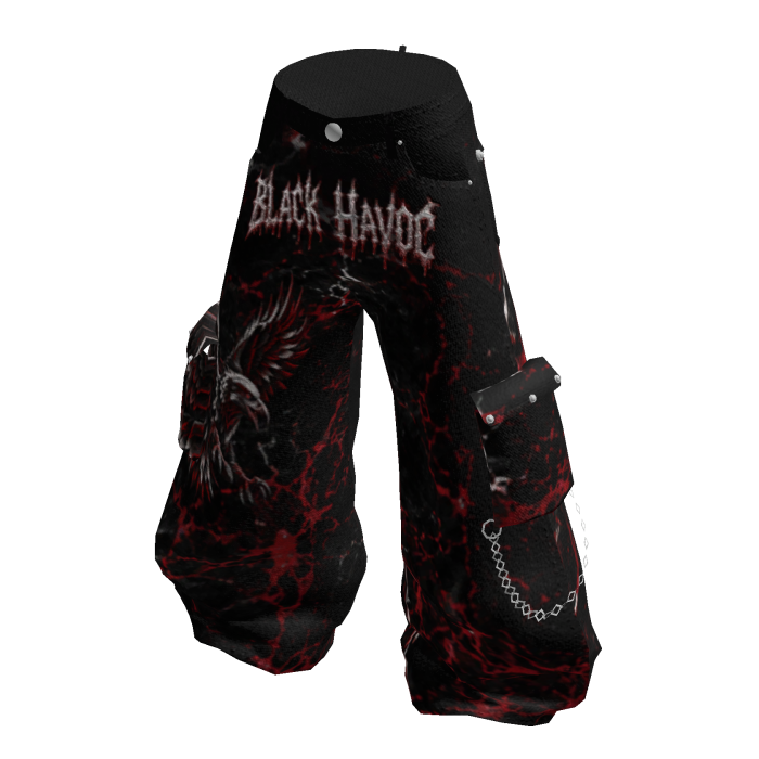 Y2K Dark Streetwear Cargo Pants Black Havock