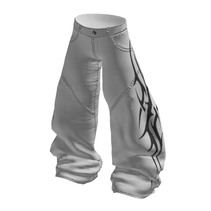 Y2K Baggy Jeans Tribal White thumbnail