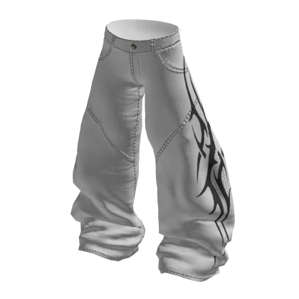 Y2K Baggy Jeans Tribal White | Roblox Item - Rolimon's