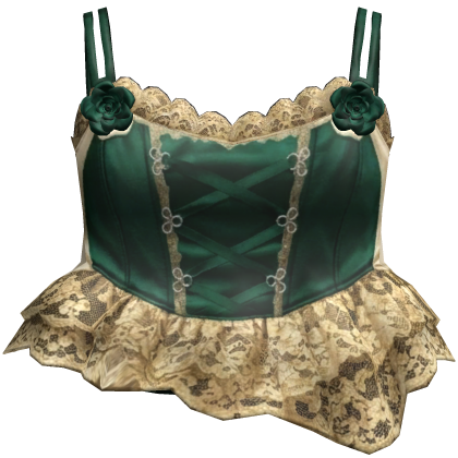 Green Cream Rose Corset Top