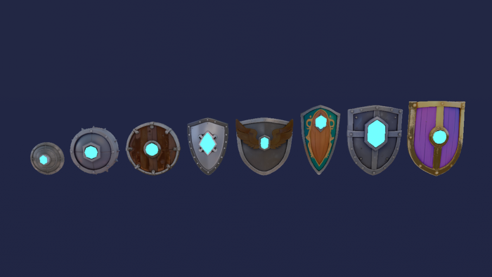 Shield Weapon Pack x40 Glowing Knight Round Kite preview 3