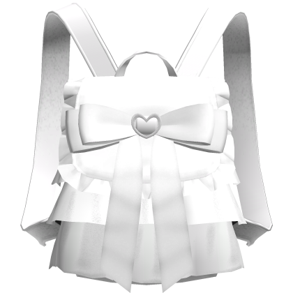 Cute White Ruffled Heart Bow Backpack 3.0 Roblox item