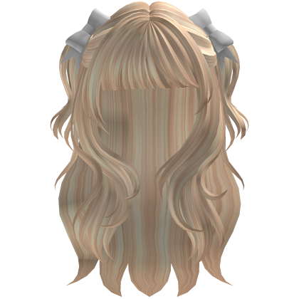 cute long wavy hair with bows in blonde Roblox item