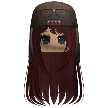 Domo Long Girl Hair Dark Red V4