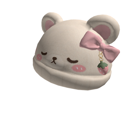Cute Sleepy Bear Beanie with Pink Bow