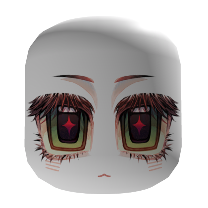 Cute Gyaru Anime Face | Green & Black Star Eyes