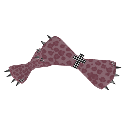 Pink Leopard Gothic Emo Cute Bow with Spikes Roblox item