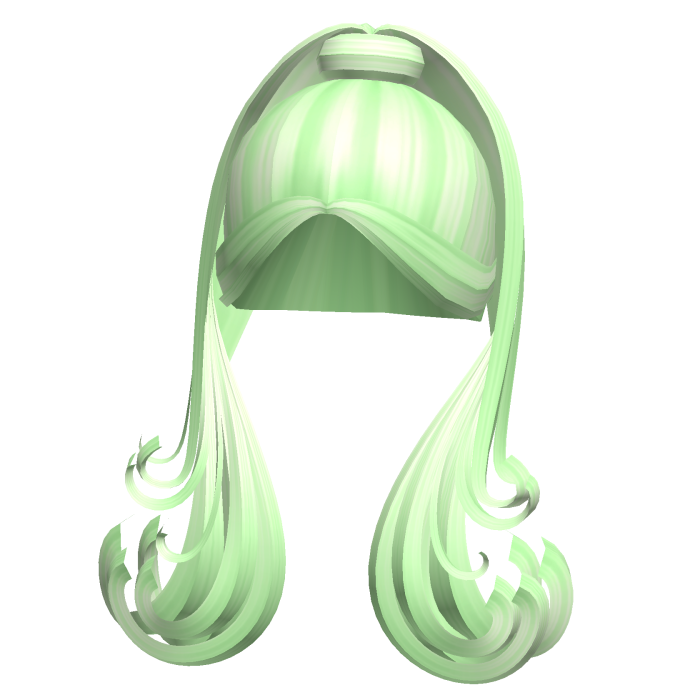 -',ৎ Green Curly Street Ponytail with Bangs