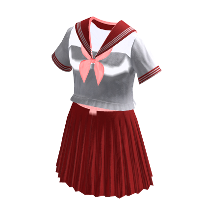 Anime School Girl Uniform | White & Red thumbnail