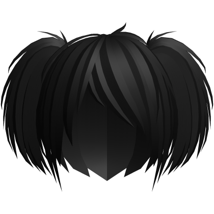 Cute emo messy black side pigtails