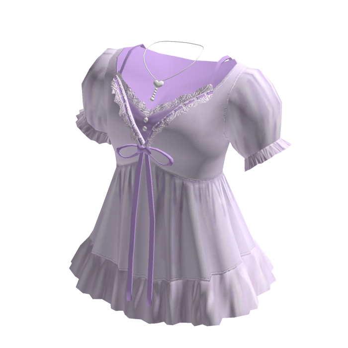 Coquette Puff Sleeve Babydoll Dress (Purple)