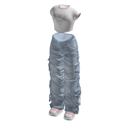 🍀Y2K Cargo & Crop Top Outfit (Pink)