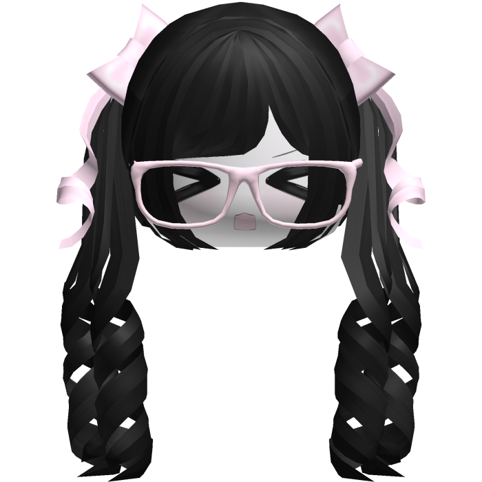 Adorable Kawaii Black Pigtails /w Glasses