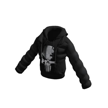 Punisher skull puffer crop jacket n Black hoody