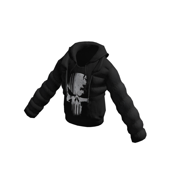 Punisher skull puffer crop jacket n Black hoody
