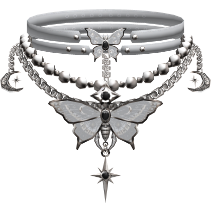 gothic butterfly choker w layered necklaces 3.0