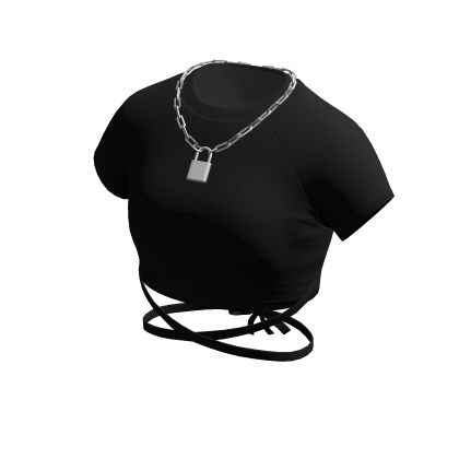 Black Crop Top w/ Silver Lock Necklace
