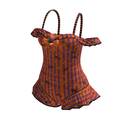 Orange Striped Halloween Bodysuit