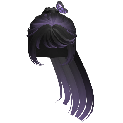 Hair Pigtails urple Black w/ Butterfly thumbnail