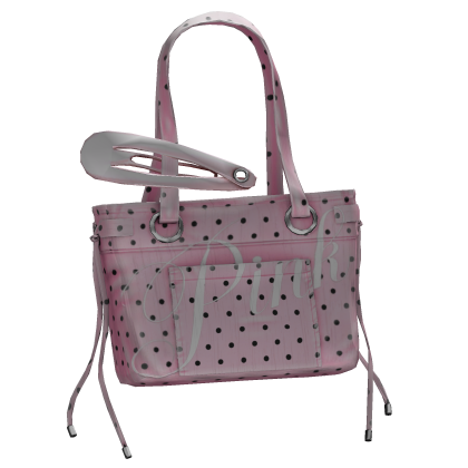 PINK Polkadot Oversized Clip Tote Bag In Pink Roblox item