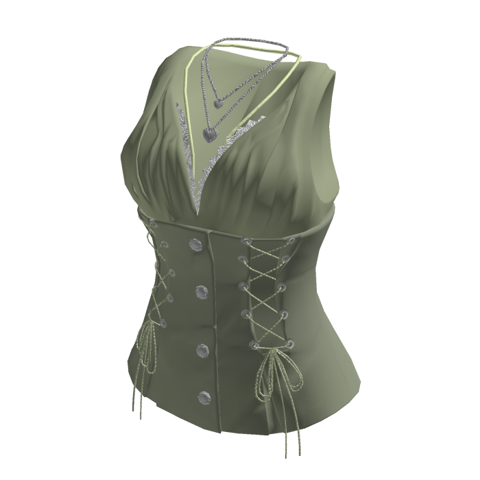Y2K Vintage Corset Top w/ Heart Necklace (Green)