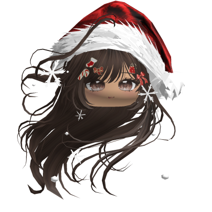 Windy Anime Hair w/Santa Hat (Brown)