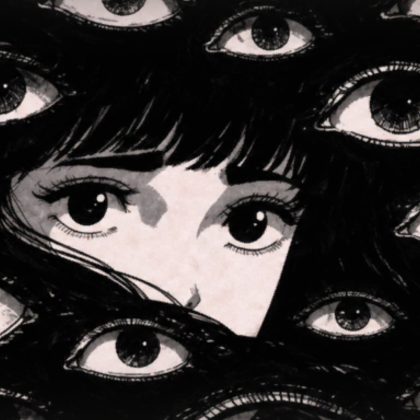 Anime Girl Weirdcore Eyes Black Background