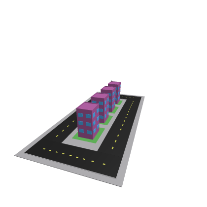 Round street with buildings