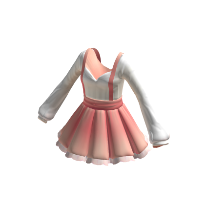 Overalls Dress in Pink & White