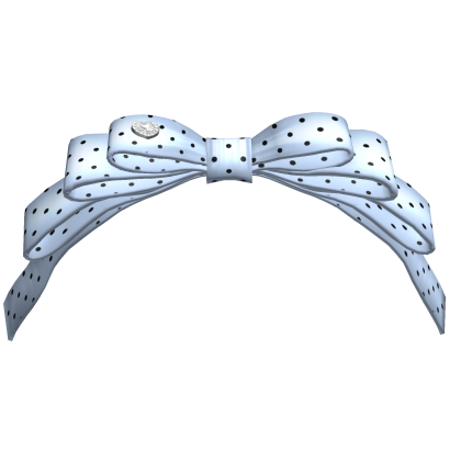 Polka Dots Satin Bow Blue