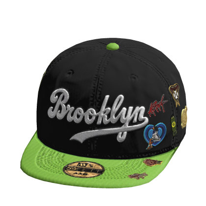 Brookyln Fitted Cap W/ Trendy Pins In Lime Green Roblox item