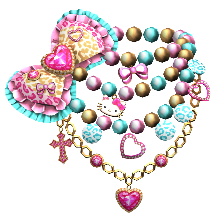 Kawaii Gyaru Leopard Bow necklace Pink Yellow Blue