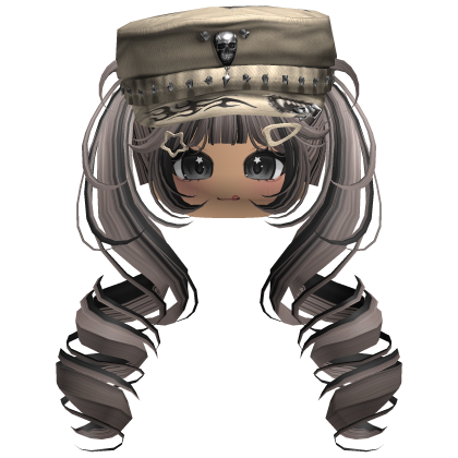 Black&Ash Skull Y2K Cap Twirly Hair