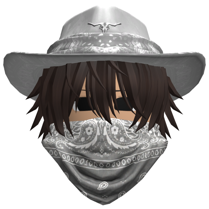 White Cowboy Hat with Mask + Neck Scarf