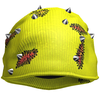 Yellow Niche Pierced Spiky Oversized Emo Beanie 5.