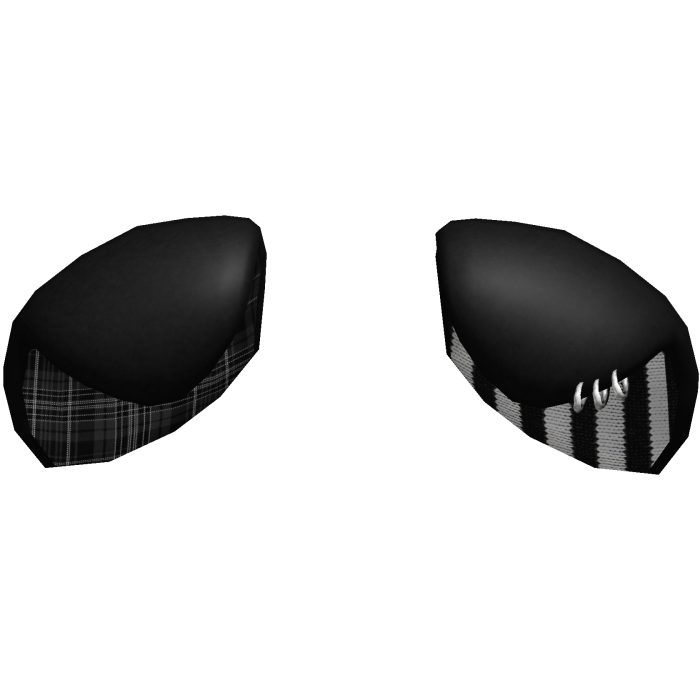 Black Plaid Striped Emo Vkei Pierced Puppy Ears