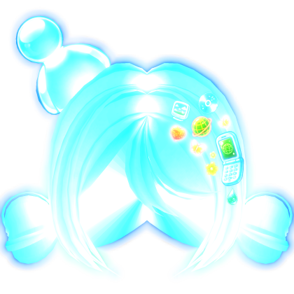 Cute Blue Glowing Frutiger Aero Hair w/ Accesories Roblox item