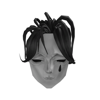 Mogger head with Fluffy Swoop Hair & mask – Black Roblox item