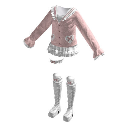 🍀Cute Cardigan Ruffle Outfit (Pink)