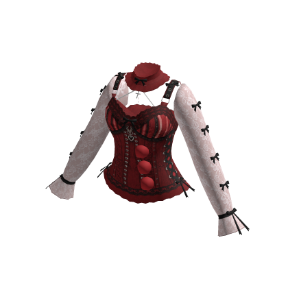 Coquette Lace Corset Top w/ Bows (Red)