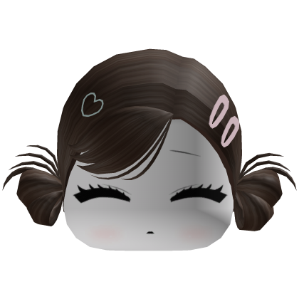 Cute Brown Pigtails w/ Sleepy Face & Hairclips