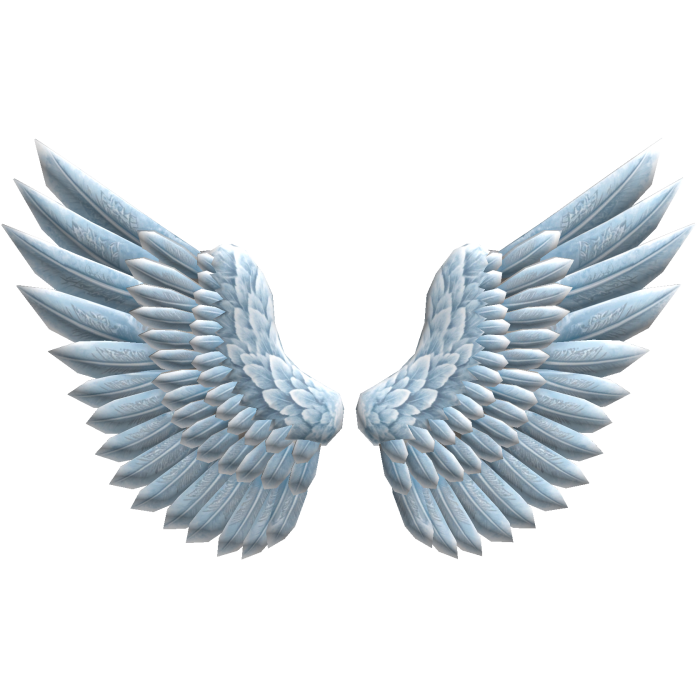huge light blue angel wings
