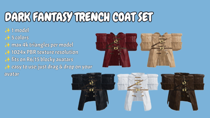 [R6/R15] Dark fantasy trench coat set preview 1