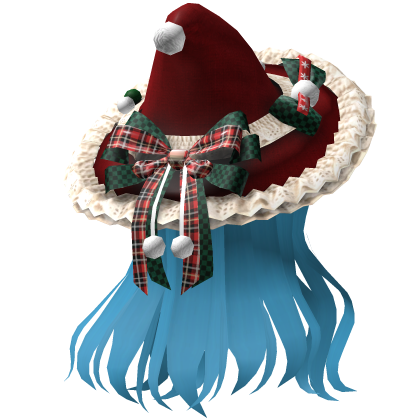 Beautiful Christmas hat hairstyle (Blue-red) Roblox item