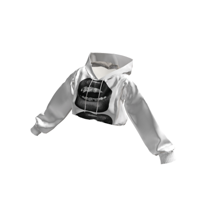 Cropped White Graphic Hoodie